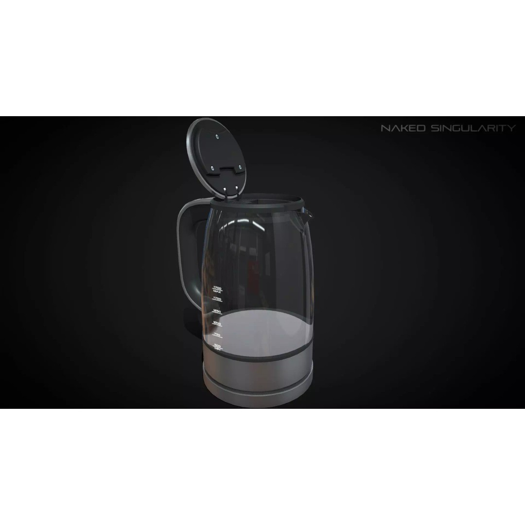 Kettle 3D Model – Low Poly Electric Water Boiler, FBX - View 2