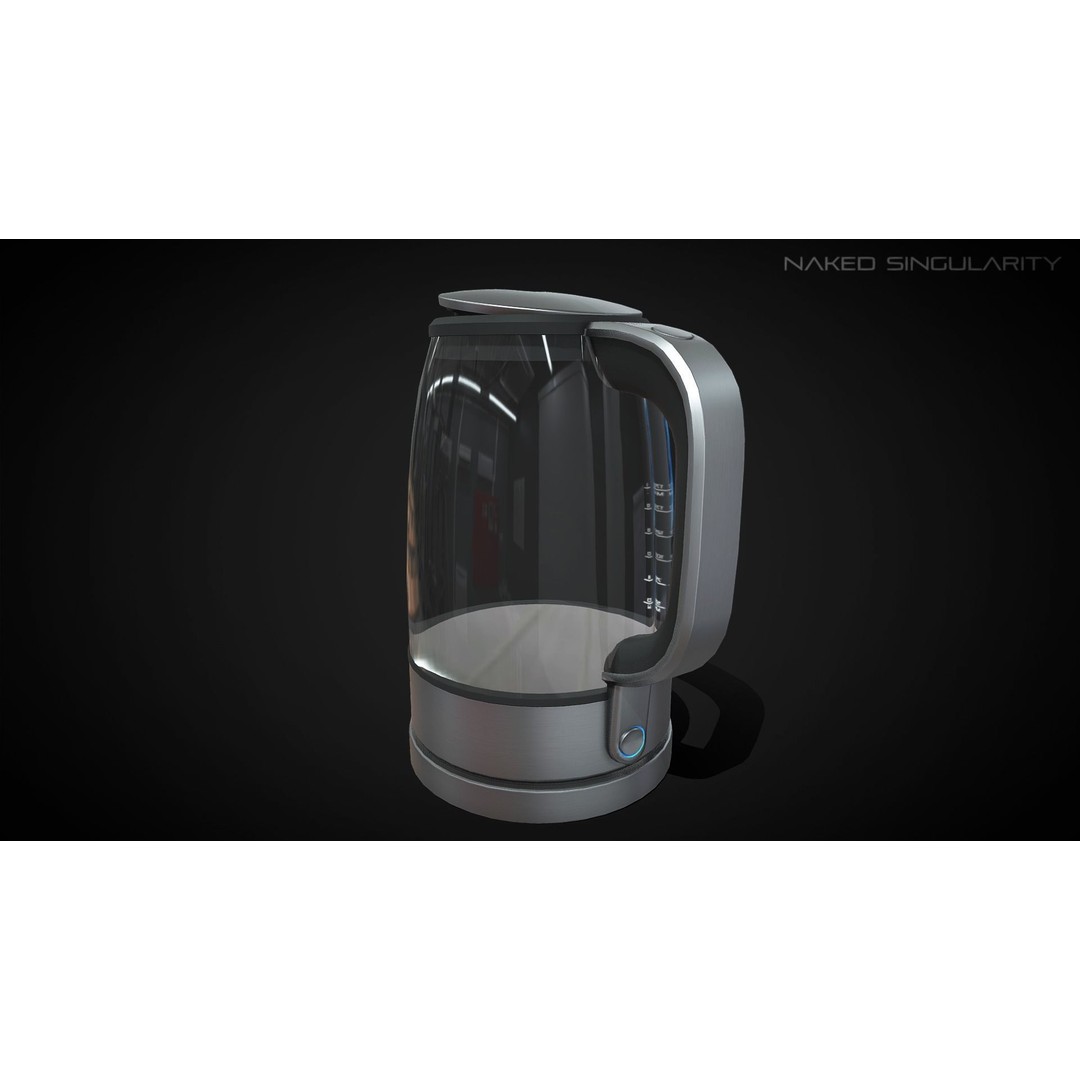 Kettle 3D Model – Low Poly Electric Water Boiler, FBX - View 4