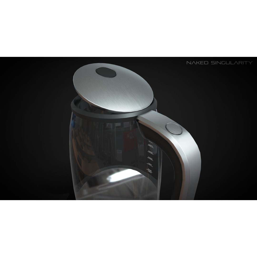 Kettle 3D Model – Low Poly Electric Water Boiler, FBX - View 7
