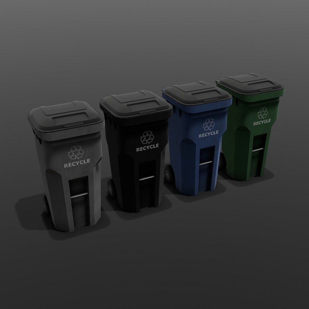 Dust Bin 3D Model – Low Poly PBR Asset for Archviz and Games - View 10