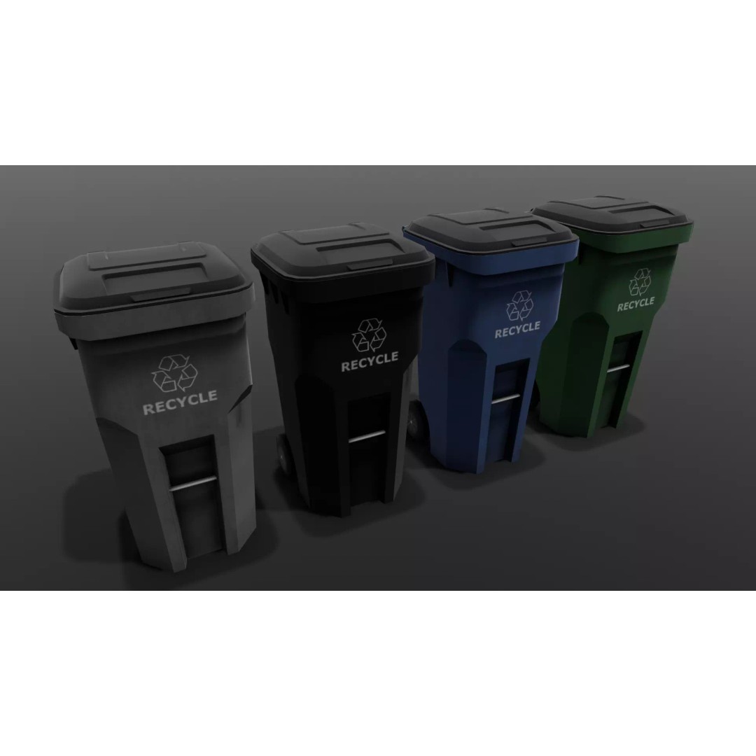 Dust Bin 3D Model – Low Poly PBR Asset for Archviz and Games - View 2