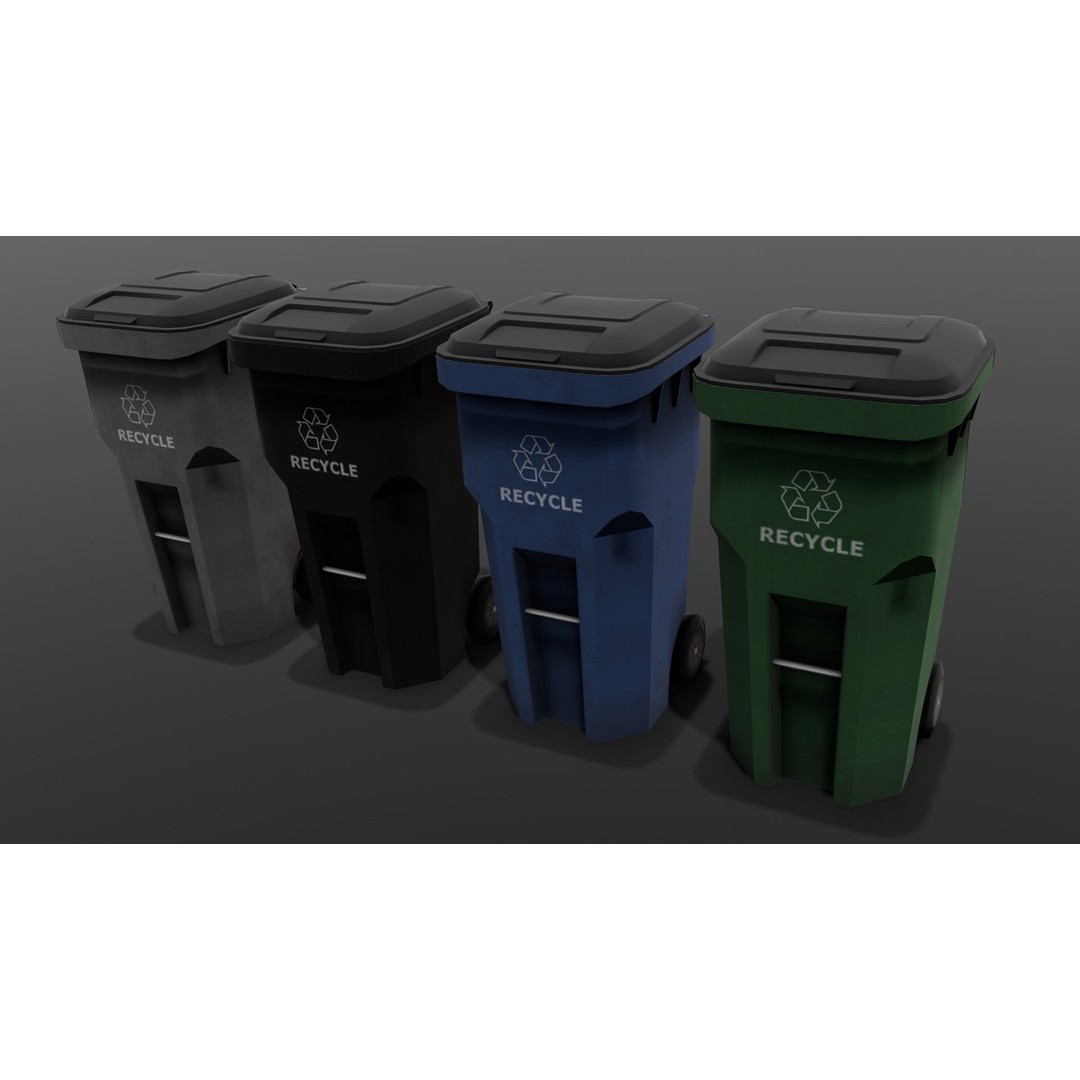 Dust Bin 3D Model – Low Poly PBR Asset for Archviz and Games - View 4
