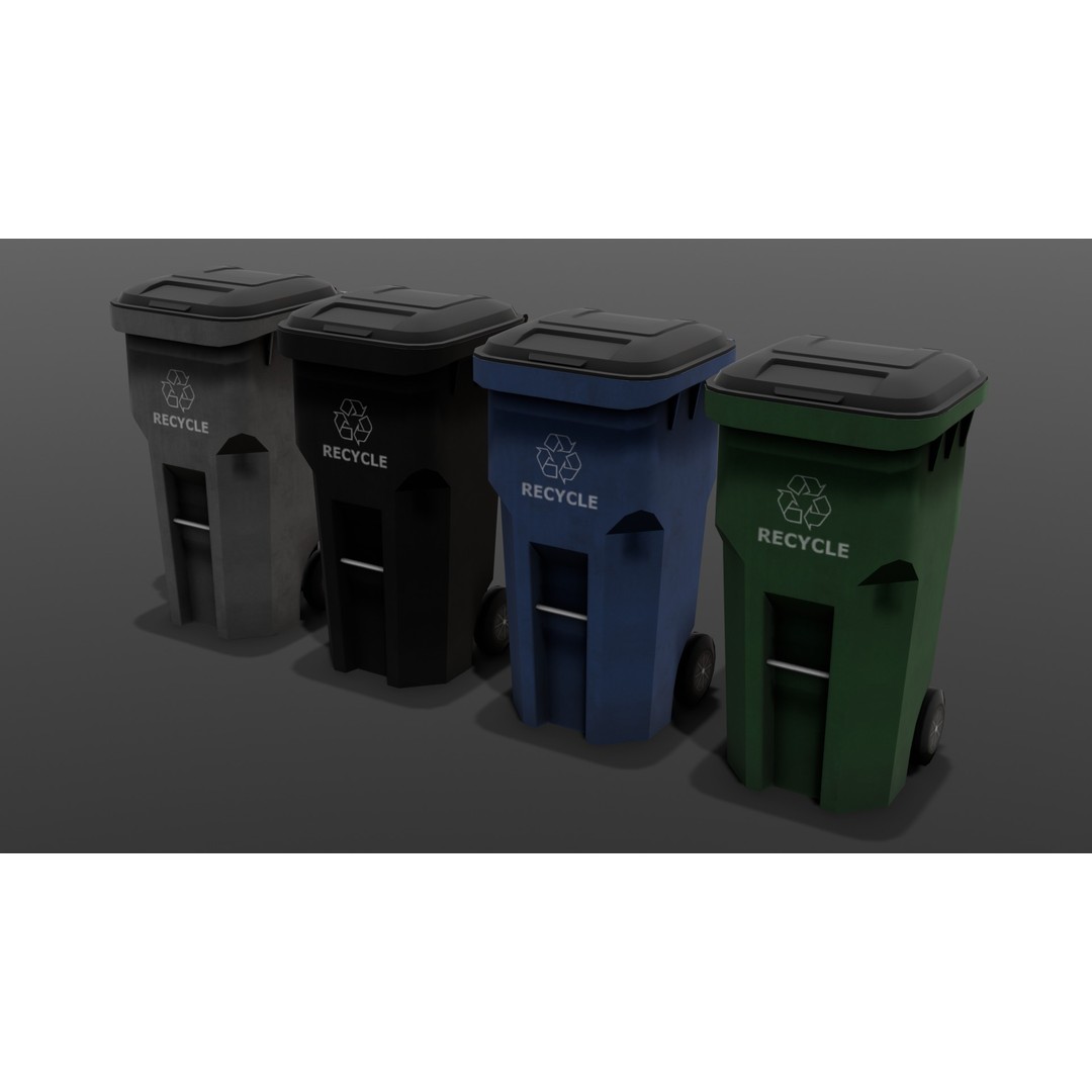 Dust Bin 3D Model – Low Poly PBR Asset for Archviz and Games - View 8