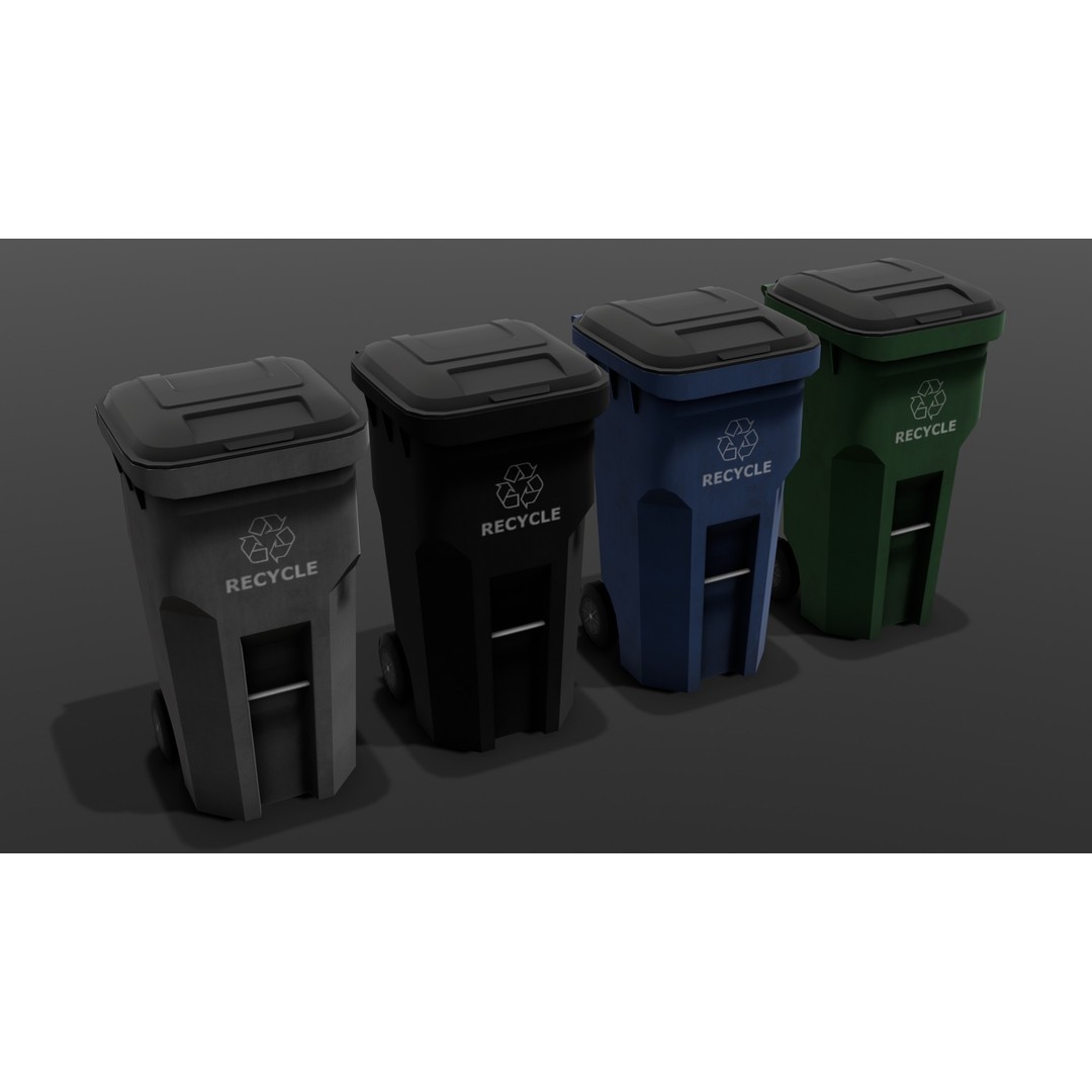 Dust Bin 3D Model – Low Poly PBR Asset for Archviz and Games - View 9