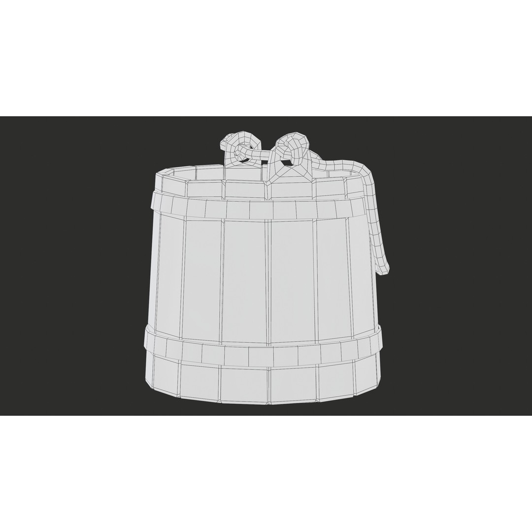Wooden Medieval Bucket 3D Model – Low Poly PBR Game Asset, FBX - View 26