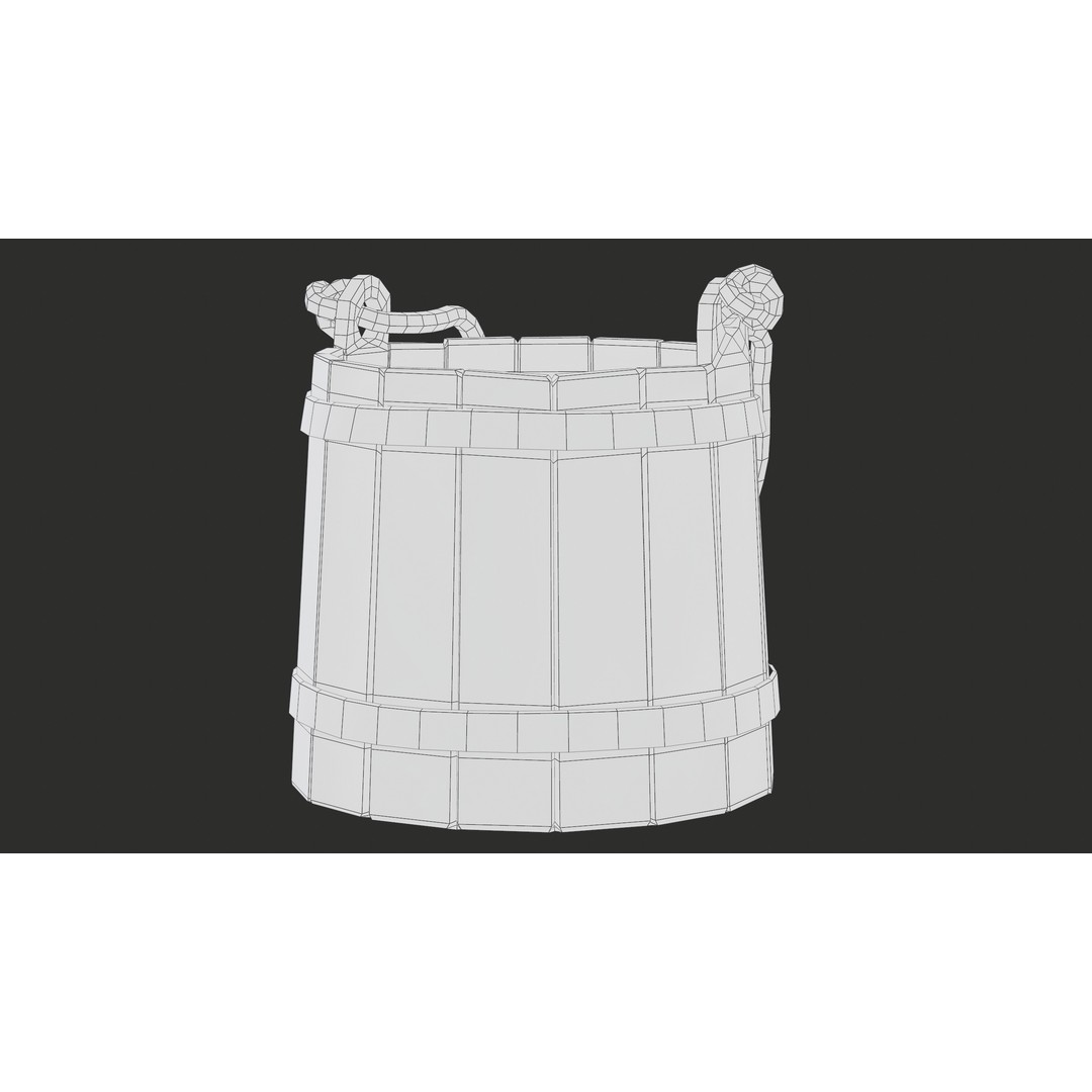 Wooden Medieval Bucket 3D Model – Low Poly PBR Game Asset, FBX - View 28