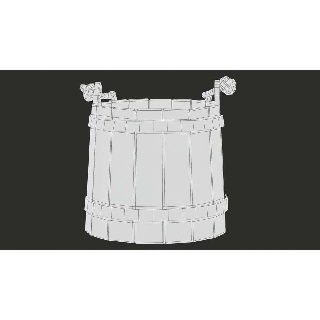 Wooden Medieval Bucket 3D Model – Low Poly PBR Game Asset, FBX - View 29