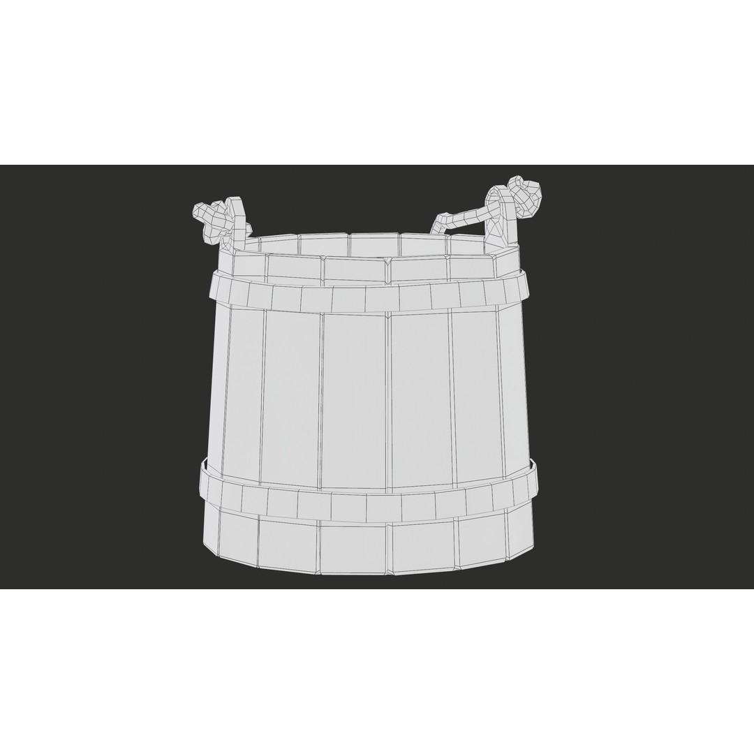 Wooden Medieval Bucket 3D Model – Low Poly PBR Game Asset, FBX - View 30