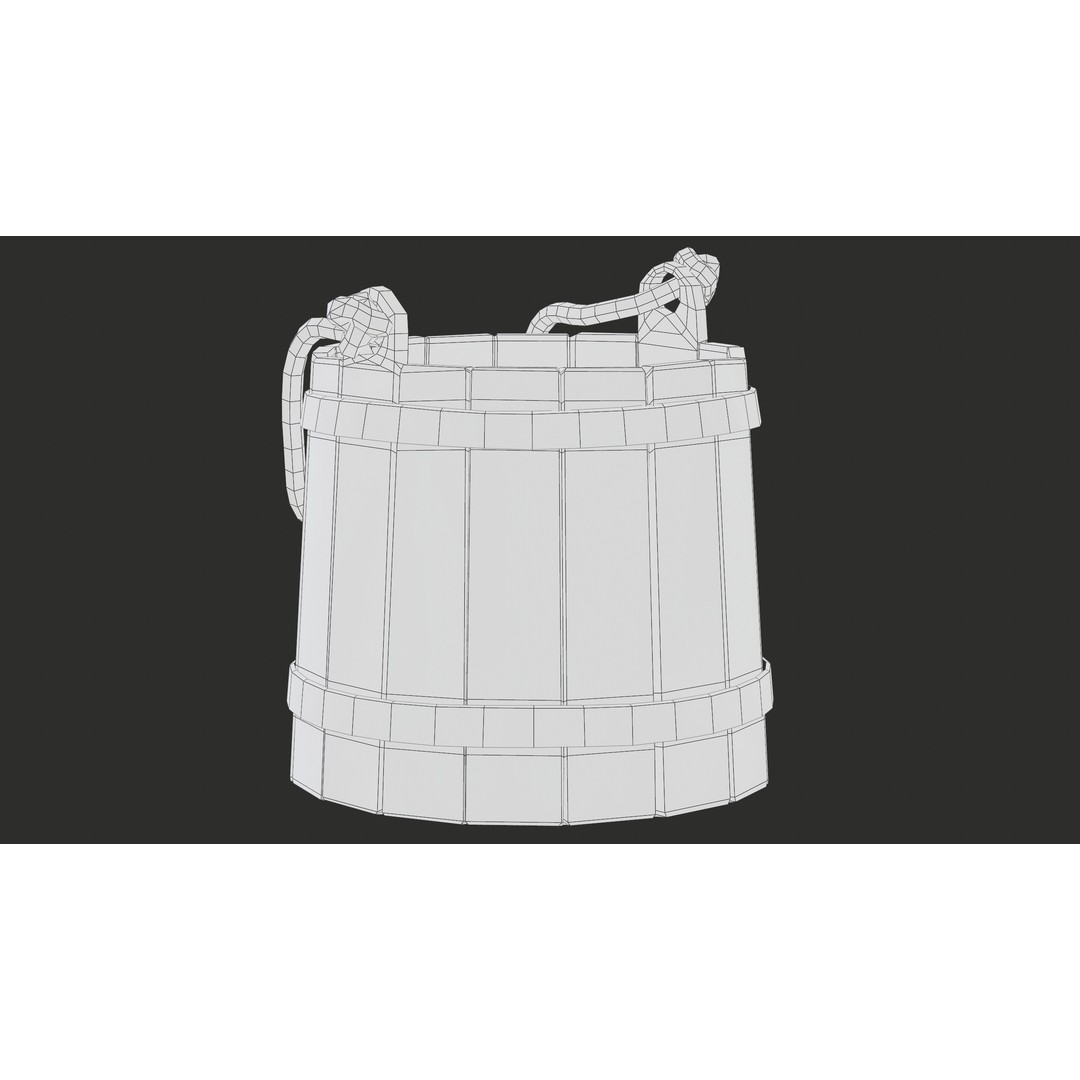 Wooden Medieval Bucket 3D Model – Low Poly PBR Game Asset, FBX - View 31