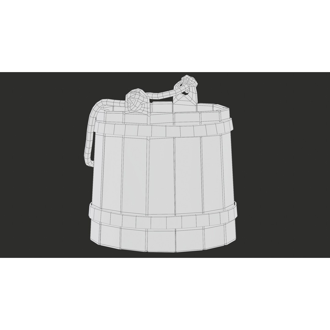 Wooden Medieval Bucket 3D Model – Low Poly PBR Game Asset, FBX - View 32