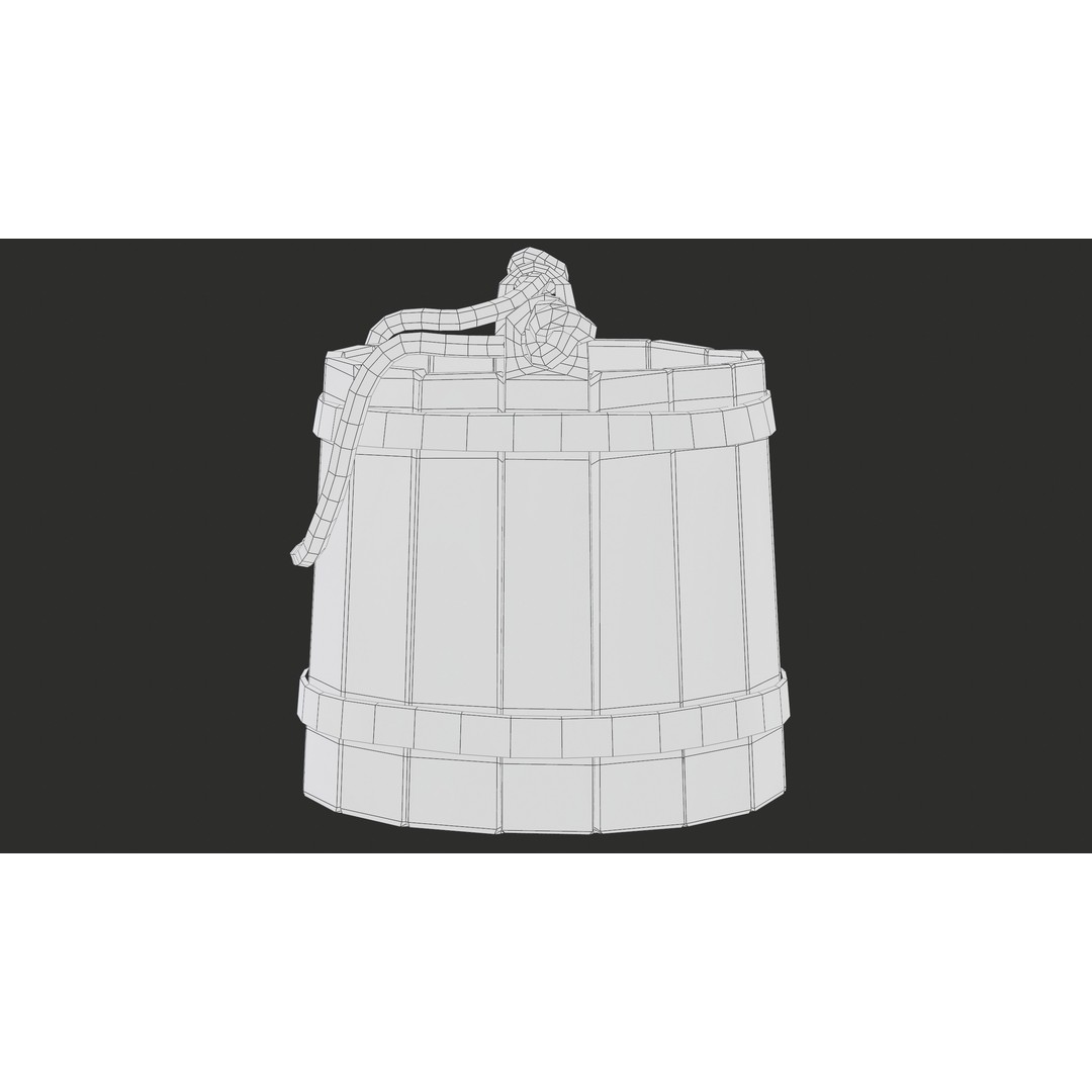 Wooden Medieval Bucket 3D Model – Low Poly PBR Game Asset, FBX - View 33