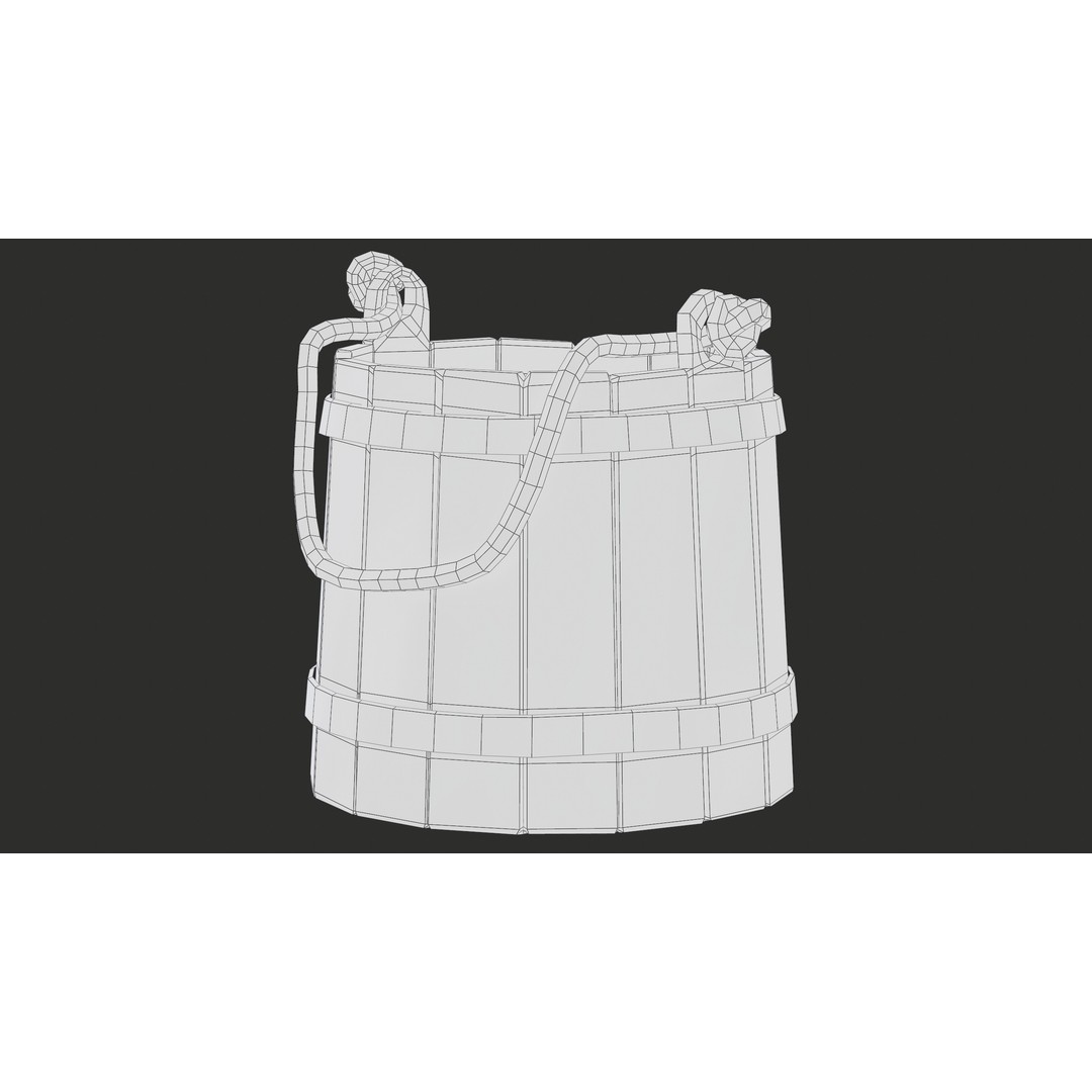 Wooden Medieval Bucket 3D Model – Low Poly PBR Game Asset, FBX - View 35