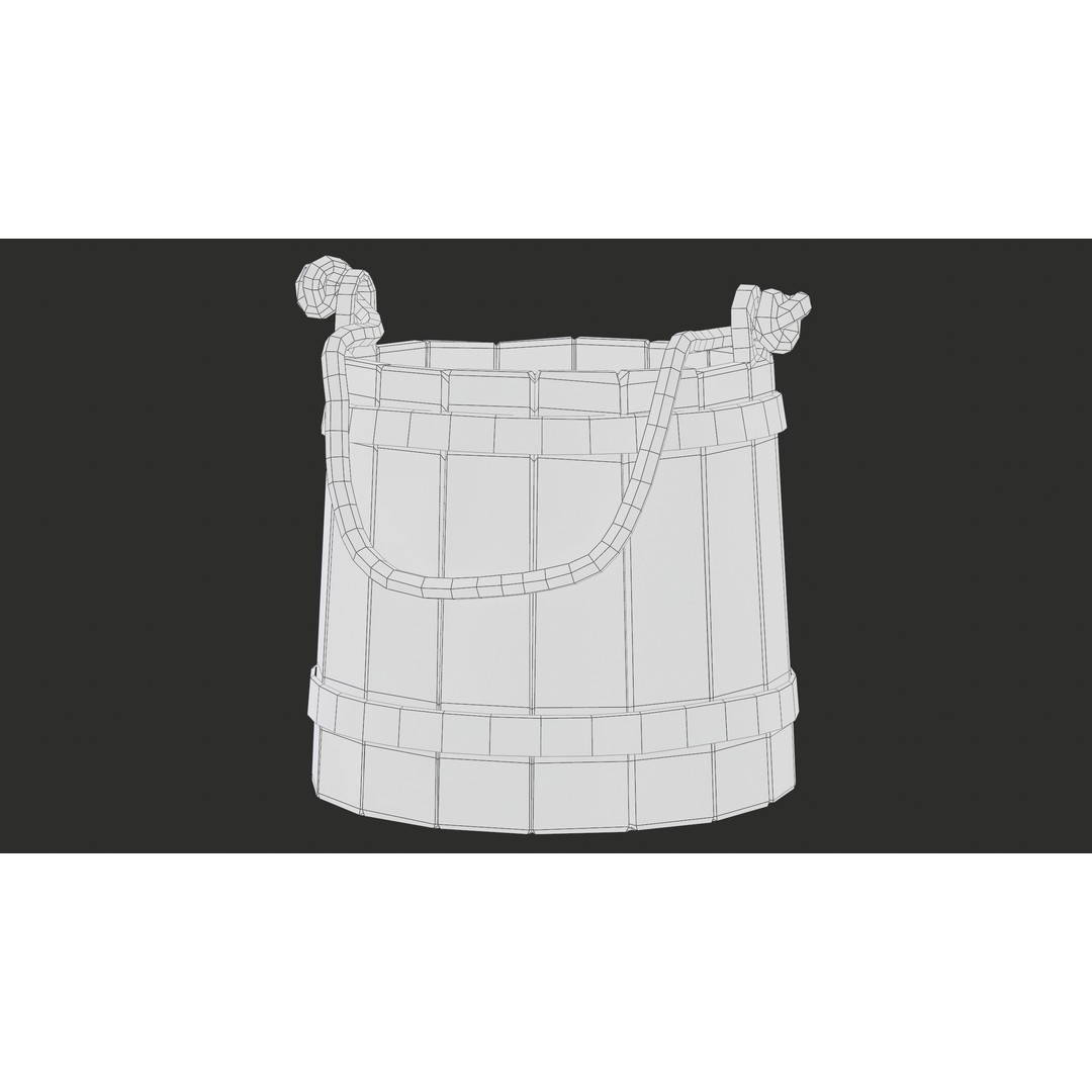 Wooden Medieval Bucket 3D Model – Low Poly PBR Game Asset, FBX - View 36