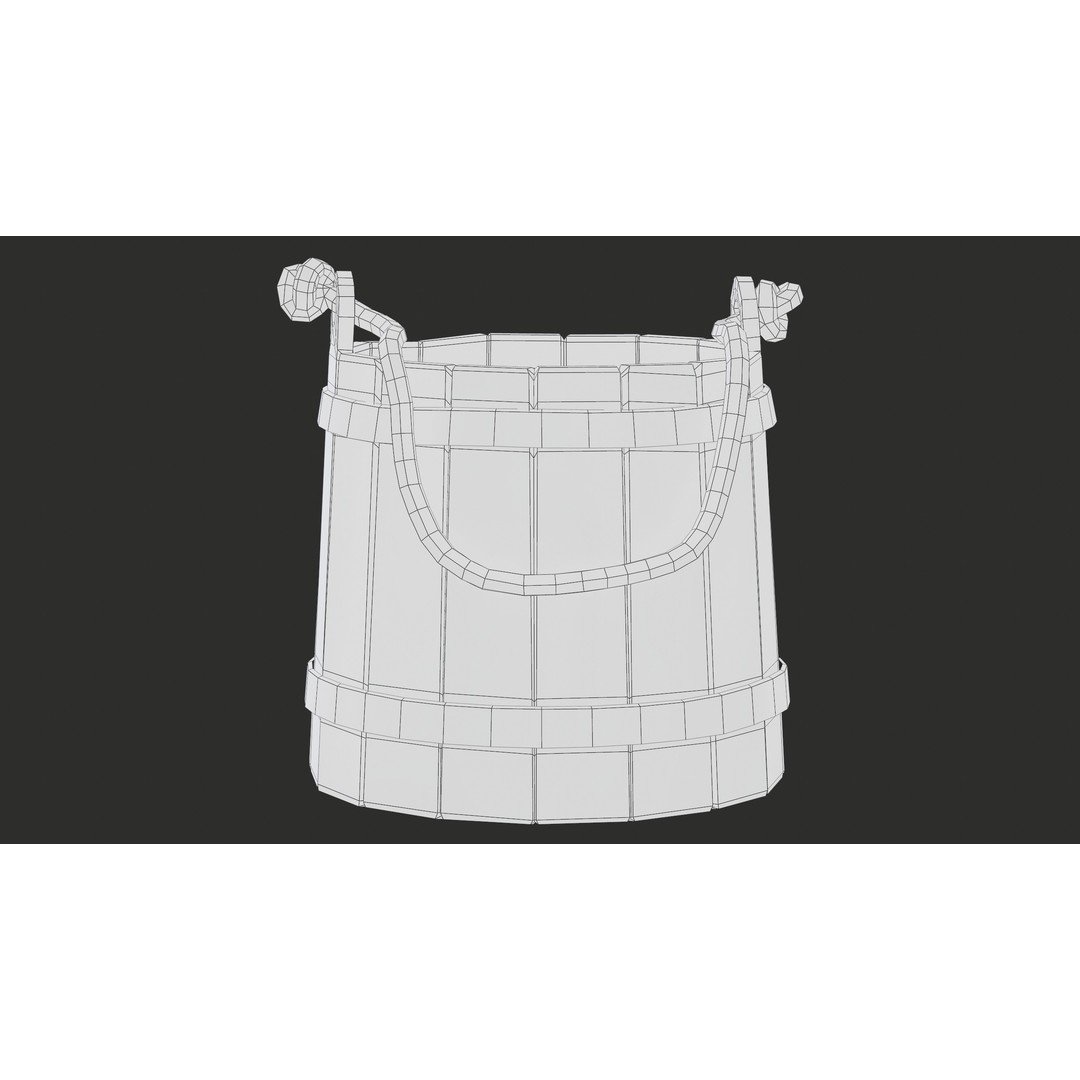 Wooden Medieval Bucket 3D Model – Low Poly PBR Game Asset, FBX - View 37