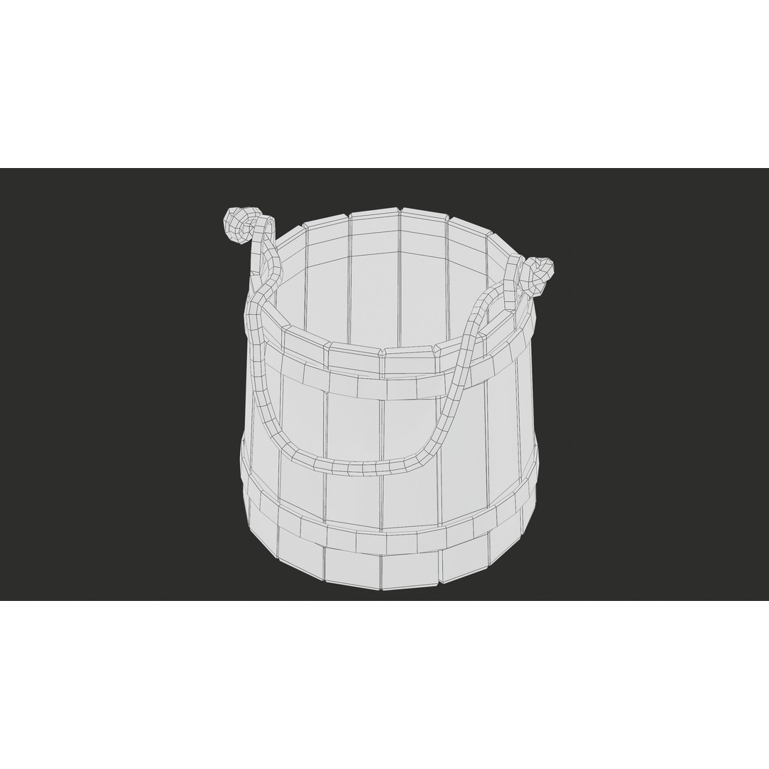 Wooden Medieval Bucket 3D Model – Low Poly PBR Game Asset, FBX - View 38