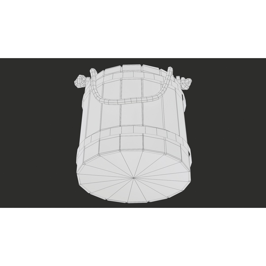 Wooden Medieval Bucket 3D Model – Low Poly PBR Game Asset, FBX - View 40
