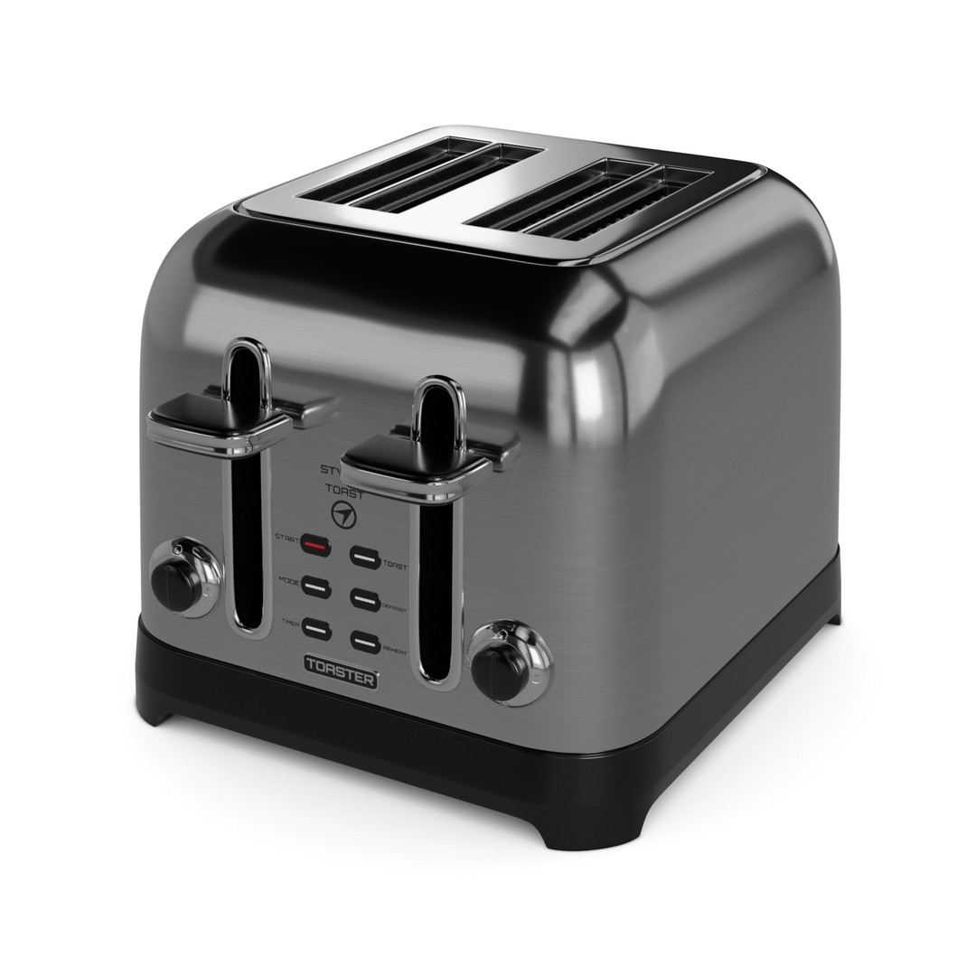 Stylish Toaster 3D Model – Retro-Inspired Kitchen Appliance, FBX
