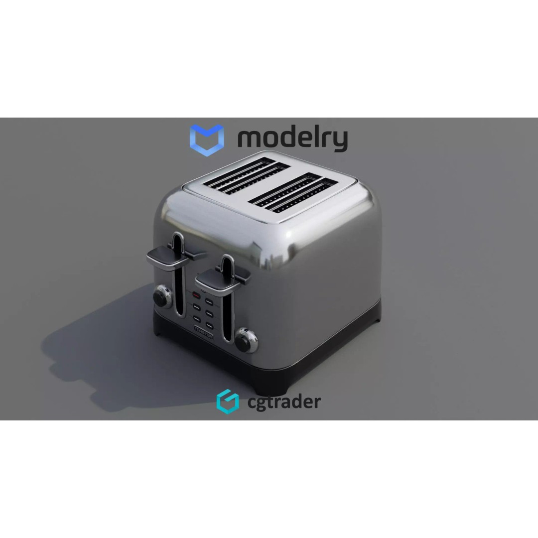 Stylish Toaster 3D Model – Retro-Inspired Kitchen Appliance, FBX - View 2