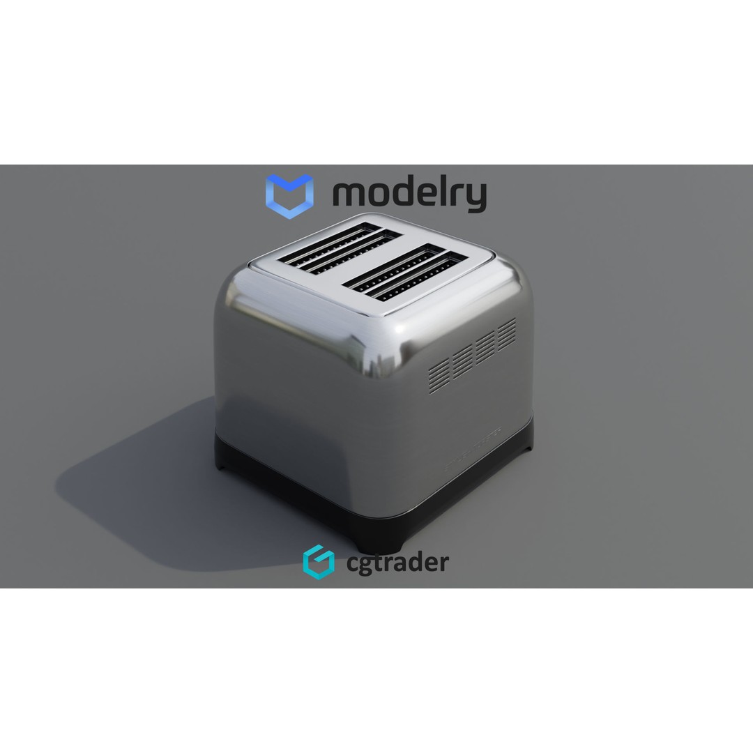 Stylish Toaster 3D Model – Retro-Inspired Kitchen Appliance, FBX - View 3