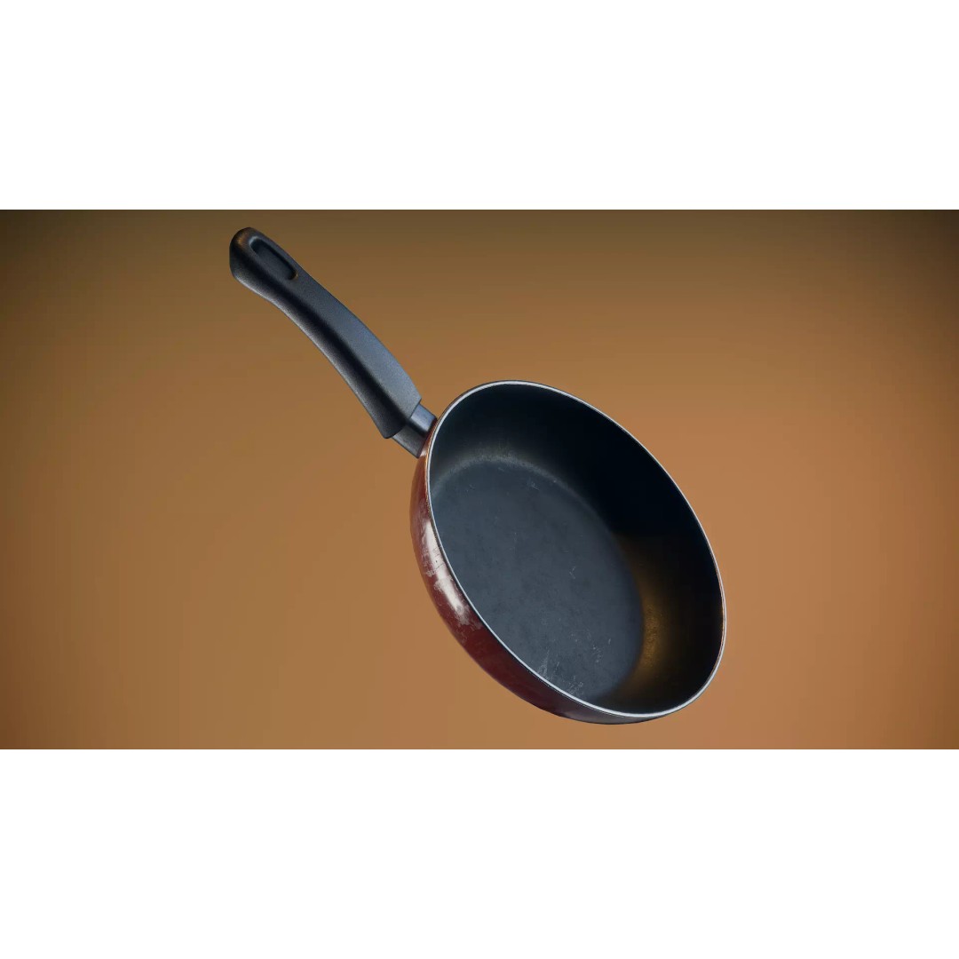 Frying Pan 3D Model – Low Poly Kitchenware Asset, FBX - View 2