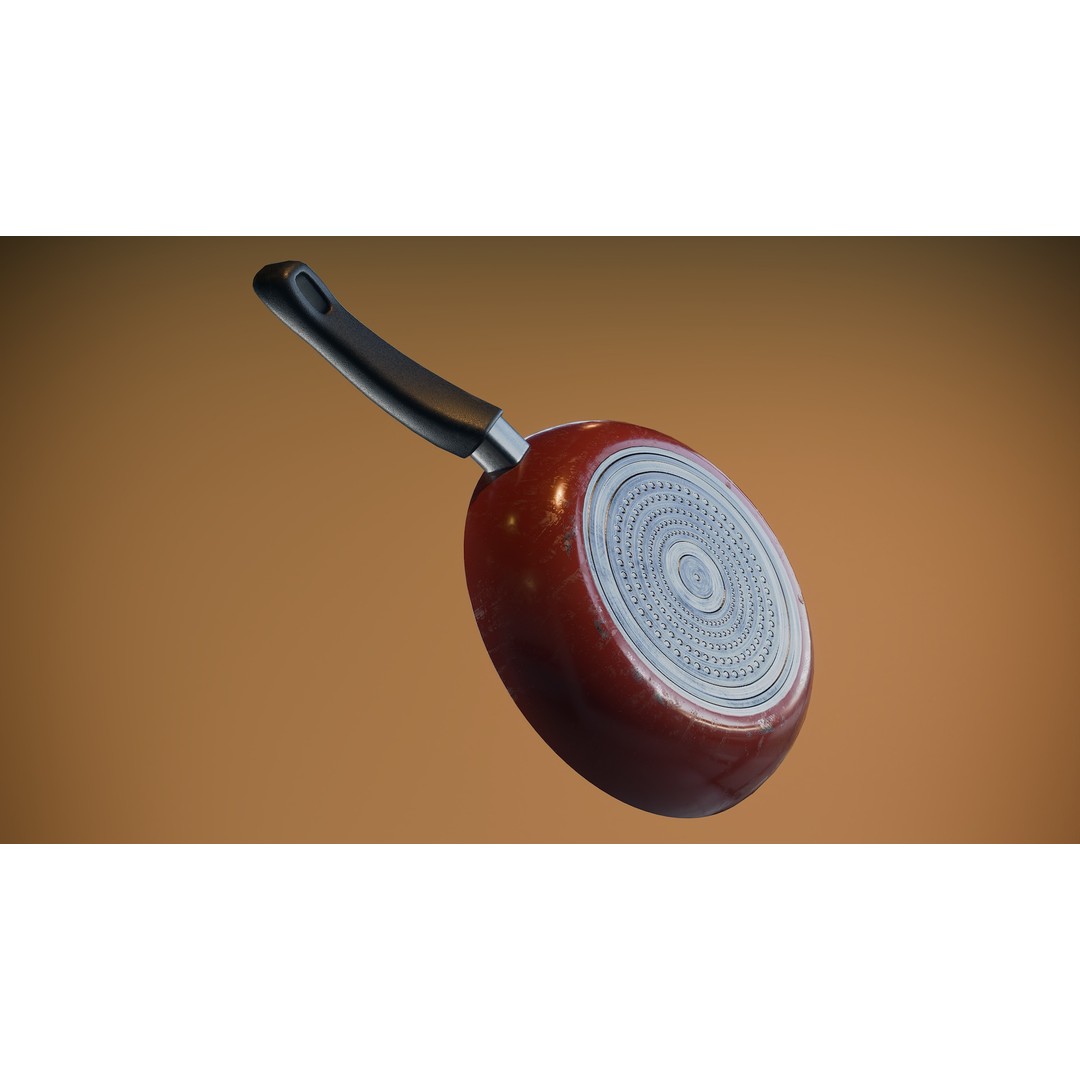 Frying Pan 3D Model – Low Poly Kitchenware Asset, FBX - View 3