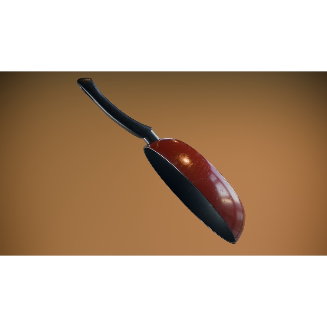 Frying Pan 3D Model – Low Poly Kitchenware Asset, FBX - View 4