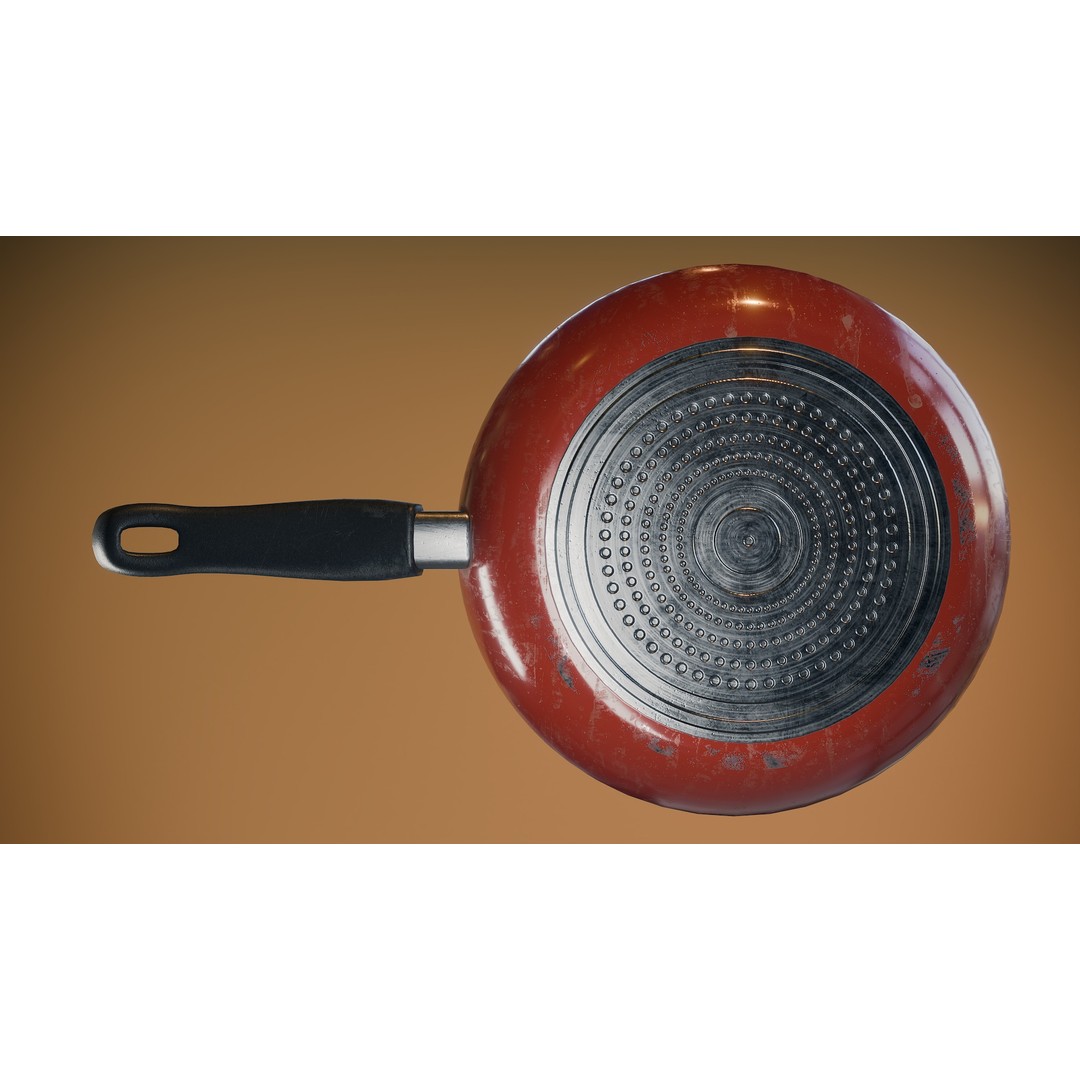 Frying Pan 3D Model – Low Poly Kitchenware Asset, FBX - View 6