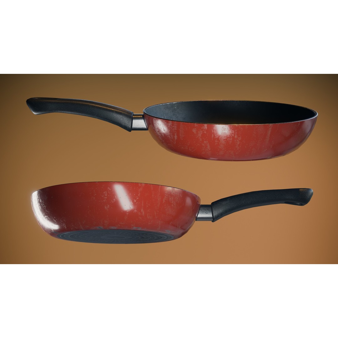 Frying Pan 3D Model – Low Poly Kitchenware Asset, FBX - View 7
