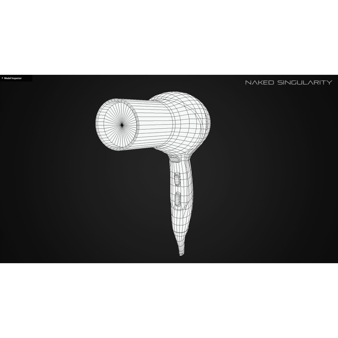 Hair Dryer 3D Model – Low Poly Electronic Appliance, FBX