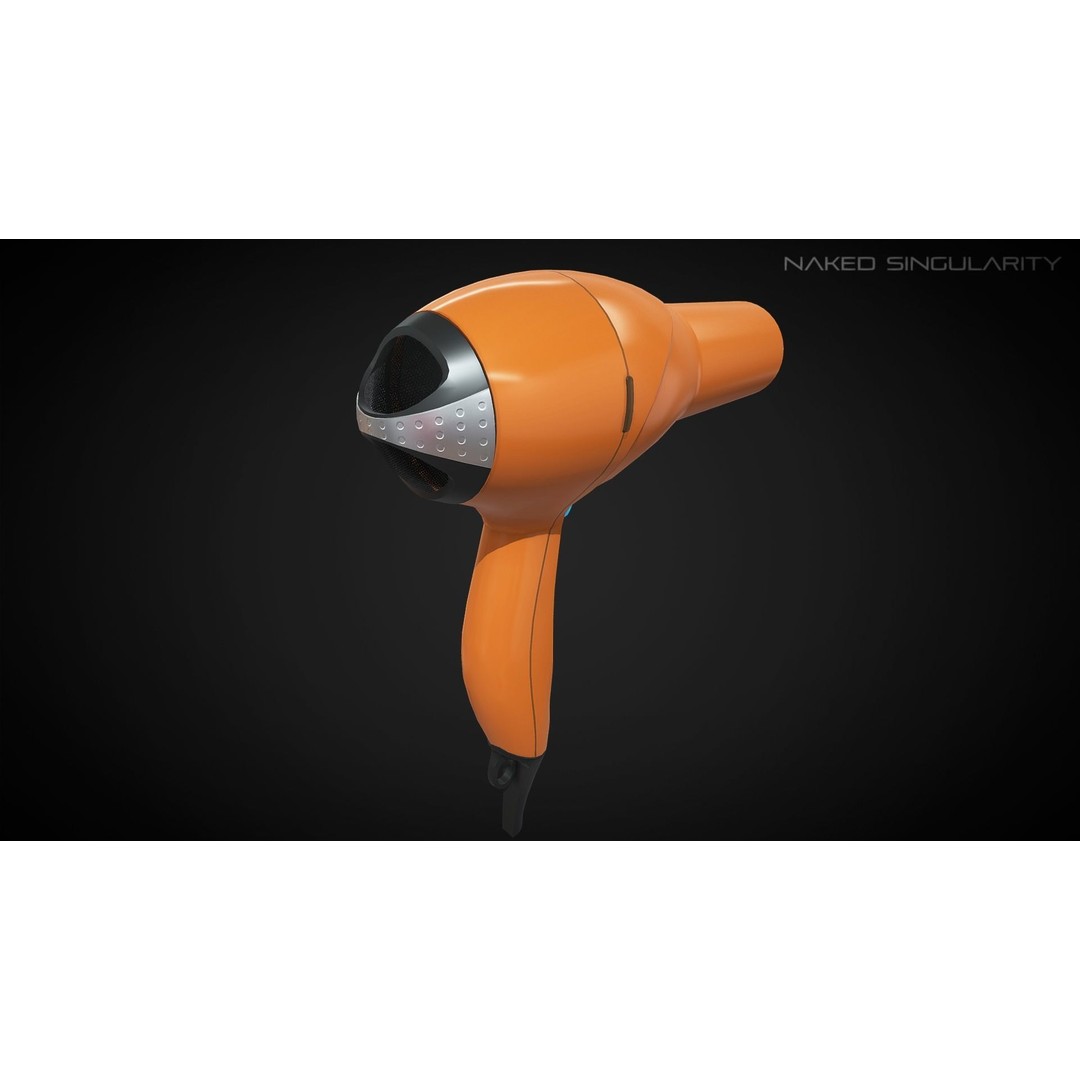 Hair Dryer 3D Model – Low Poly Electronic Appliance, FBX - View 4