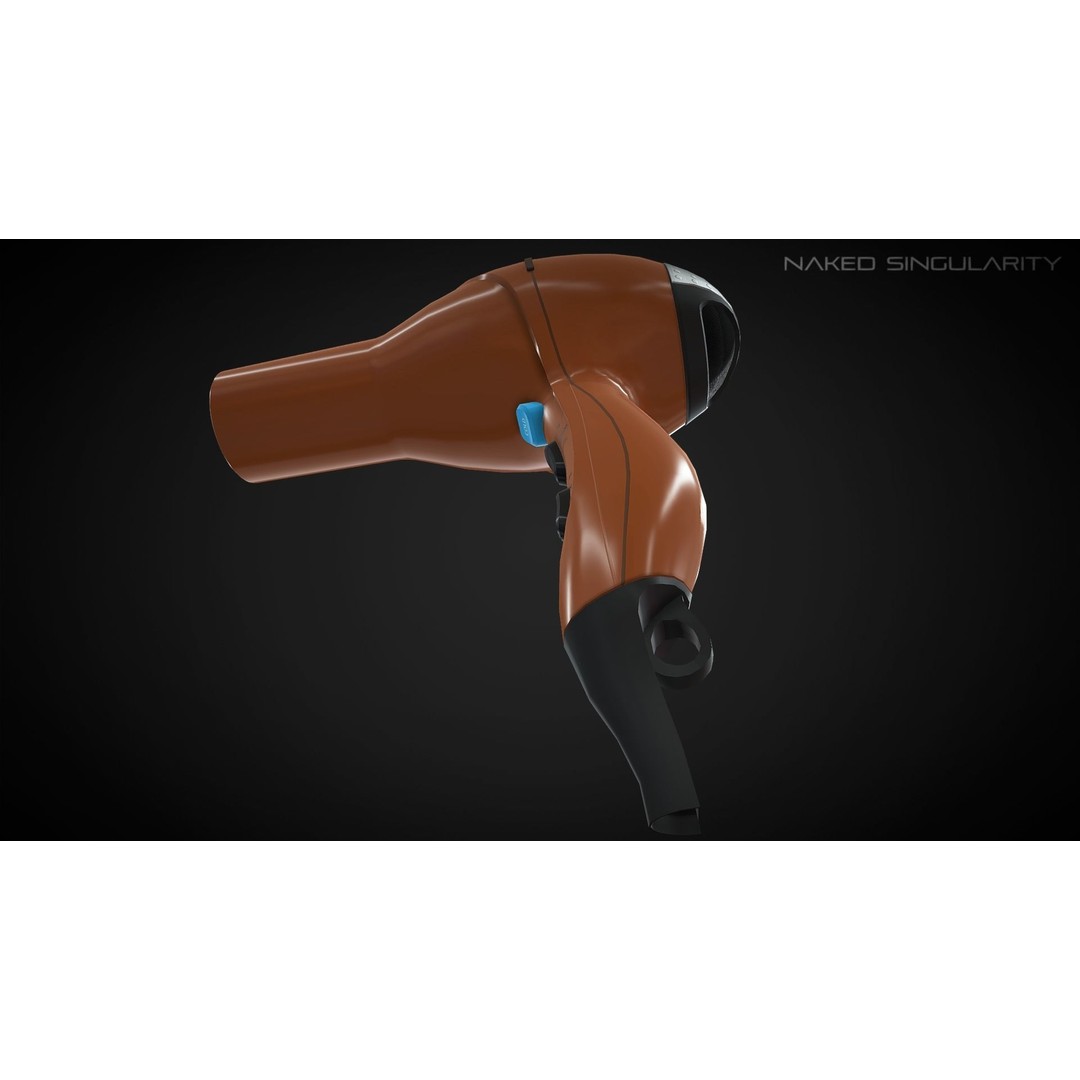 Hair Dryer 3D Model – Low Poly Electronic Appliance, FBX - View 5