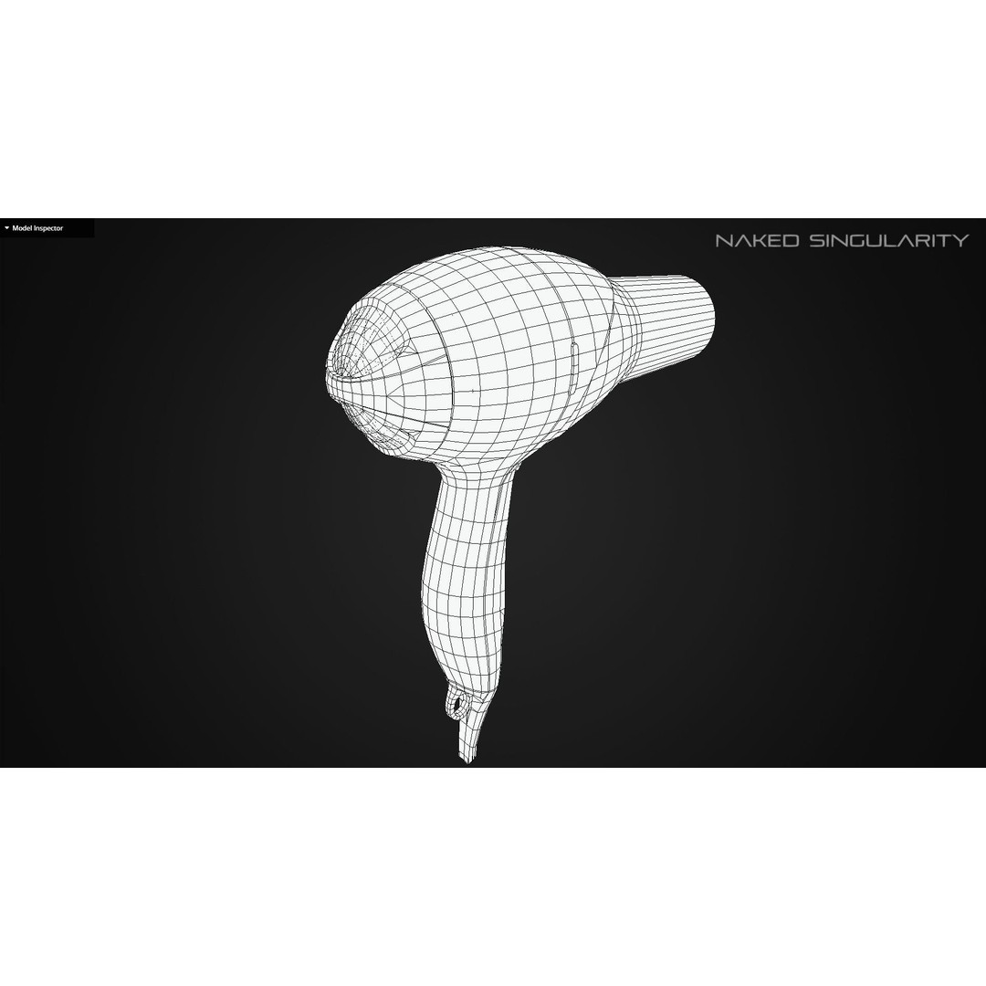 Hair Dryer 3D Model – Low Poly Electronic Appliance, FBX - View 7