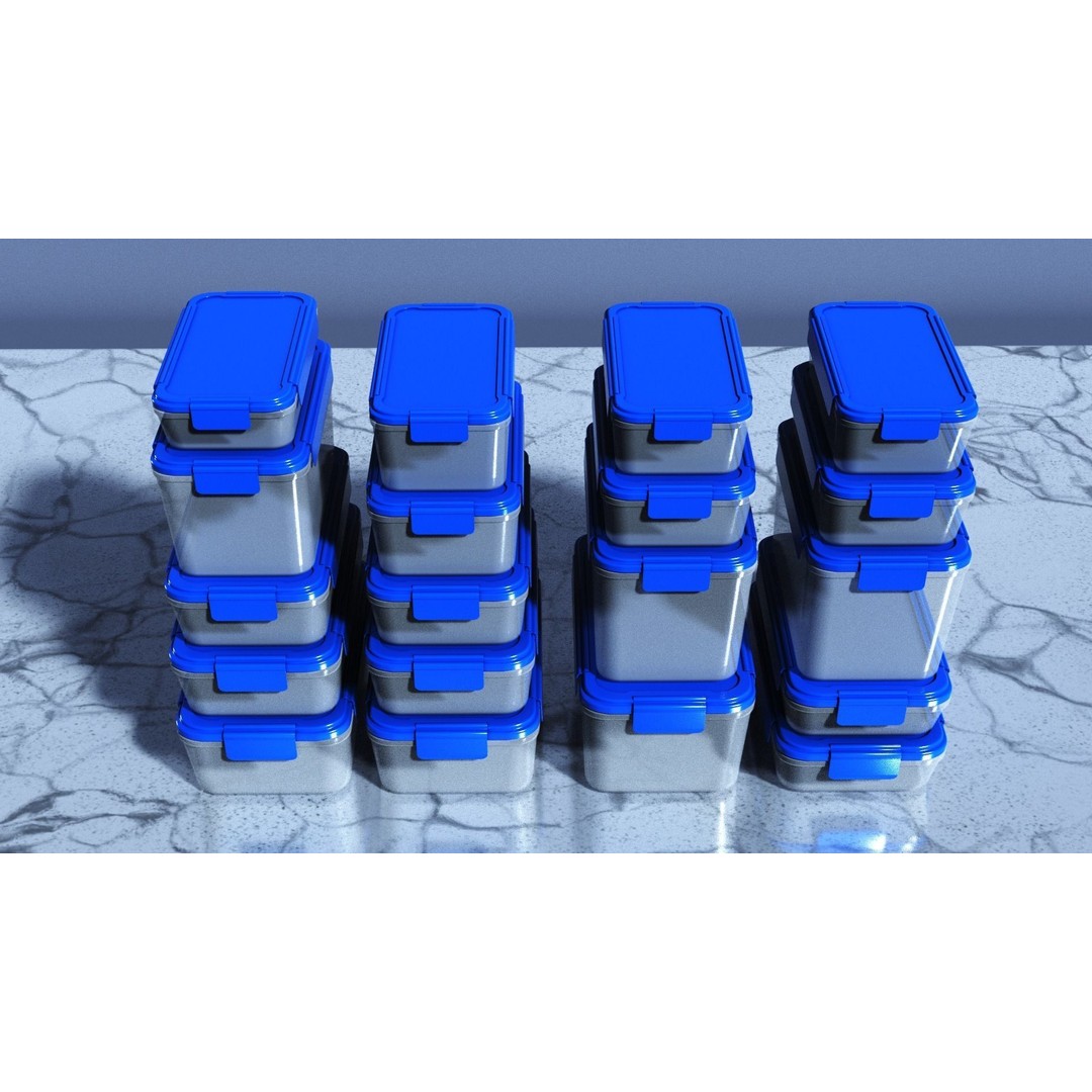 Food Storage Container 3D Model – Low Poly PBR Kitchenware, Blender, FBX - View 4