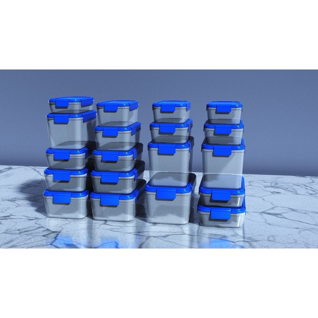 Food Storage Container 3D Model – Low Poly PBR Kitchenware, Blender, FBX - View 5