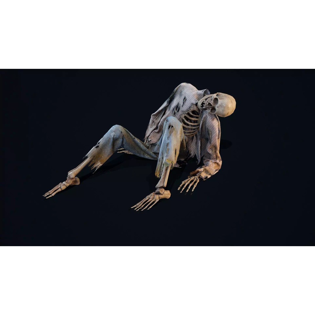Skeleton Remains 5 3D Model – Low Poly PBR Asset for Games, FBX, OBJ - View 2