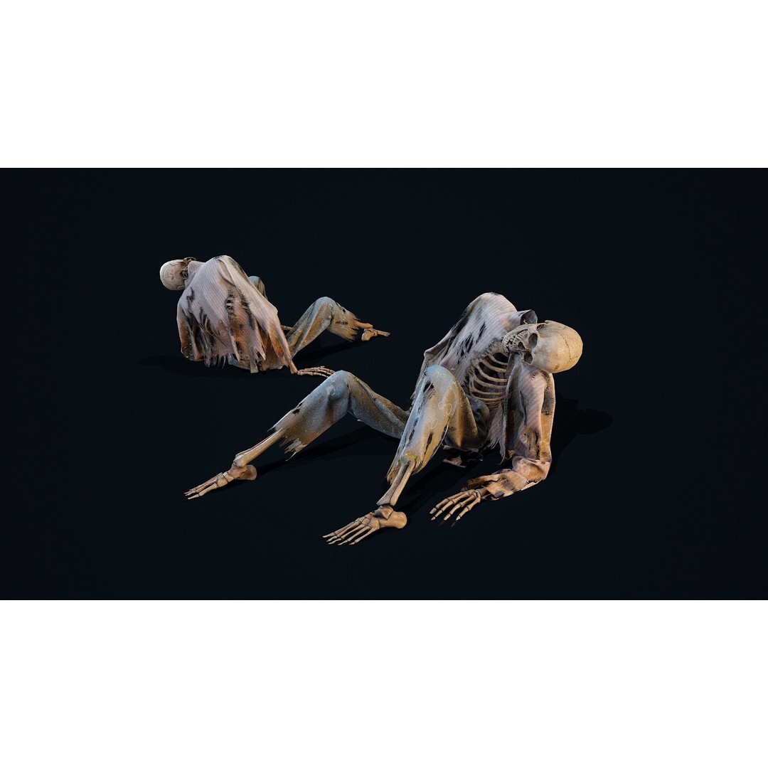 Skeleton Remains 5 3D Model – Low Poly PBR Asset for Games, FBX, OBJ - View 3