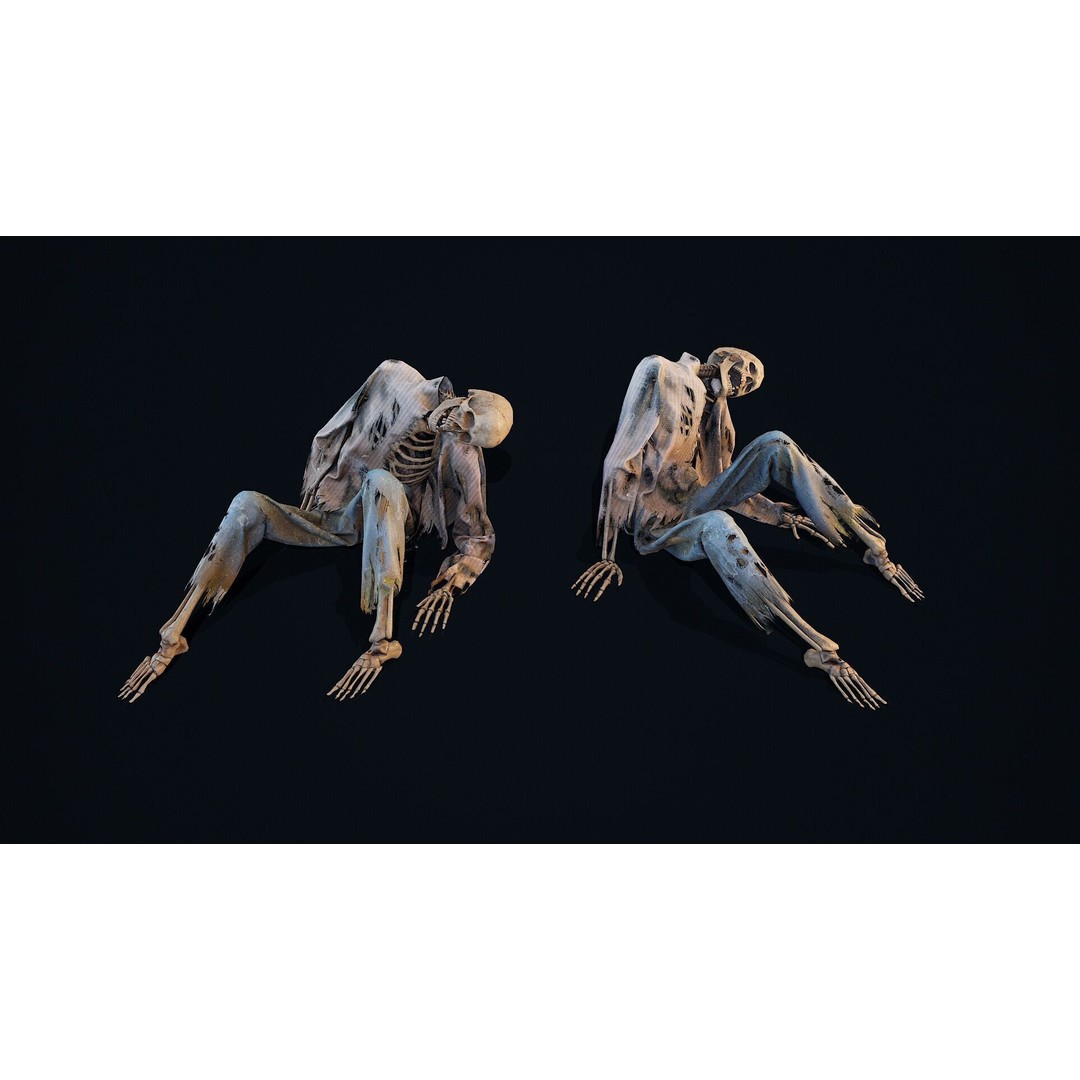 Skeleton Remains 5 3D Model – Low Poly PBR Asset for Games, FBX, OBJ - View 4