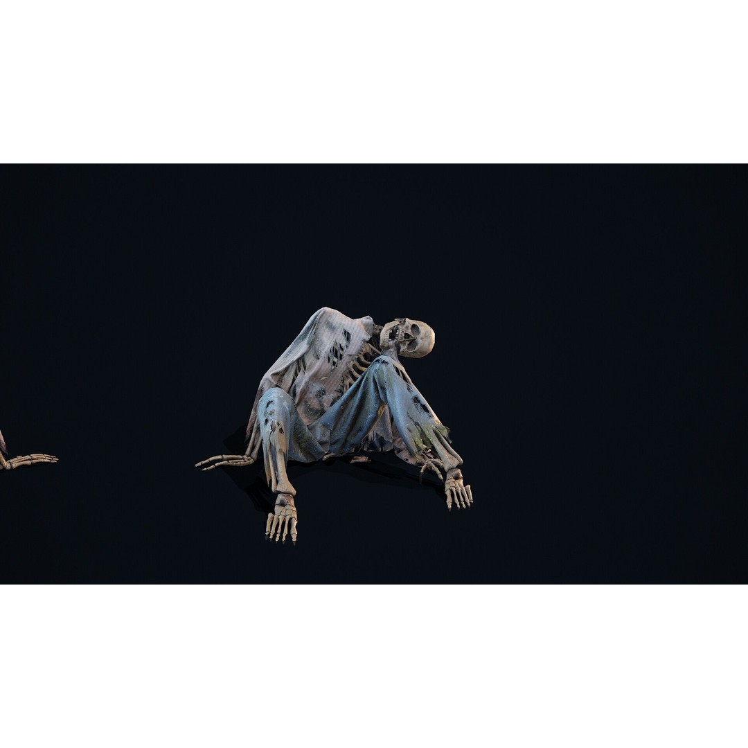 Skeleton Remains 5 3D Model – Low Poly PBR Asset for Games, FBX, OBJ - View 5