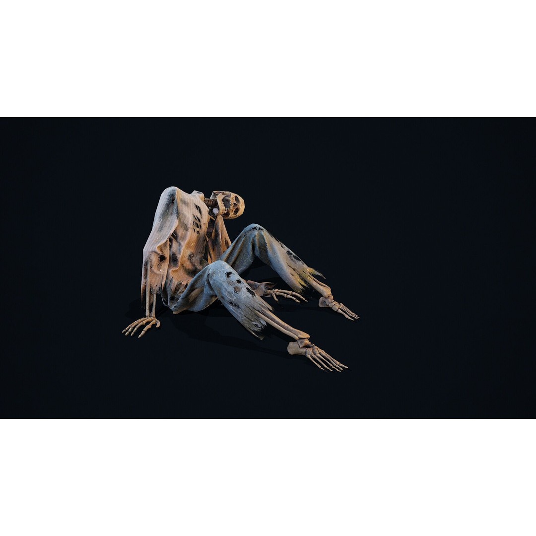Skeleton Remains 5 3D Model – Low Poly PBR Asset for Games, FBX, OBJ - View 6