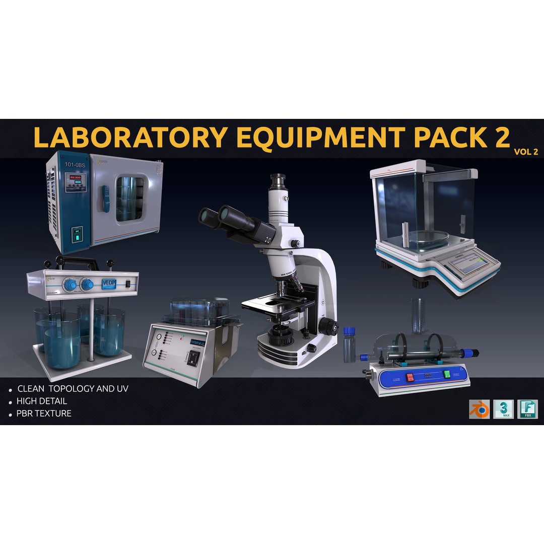 Laboratory Equipment 3D Model – Low Poly PBR Asset, FBX, OBJ - View 3