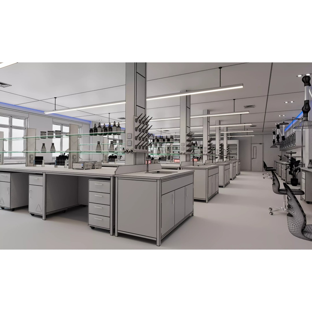 Modern Science Laboratory 3D Model – High Poly Interior, FBX/OBJ