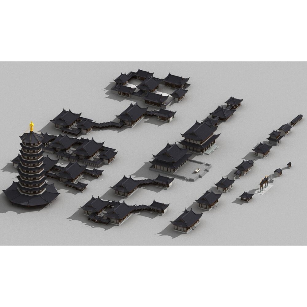 Ancient Chinese Architecture 3D Model – Traditional Building Asset, FBX - View 11