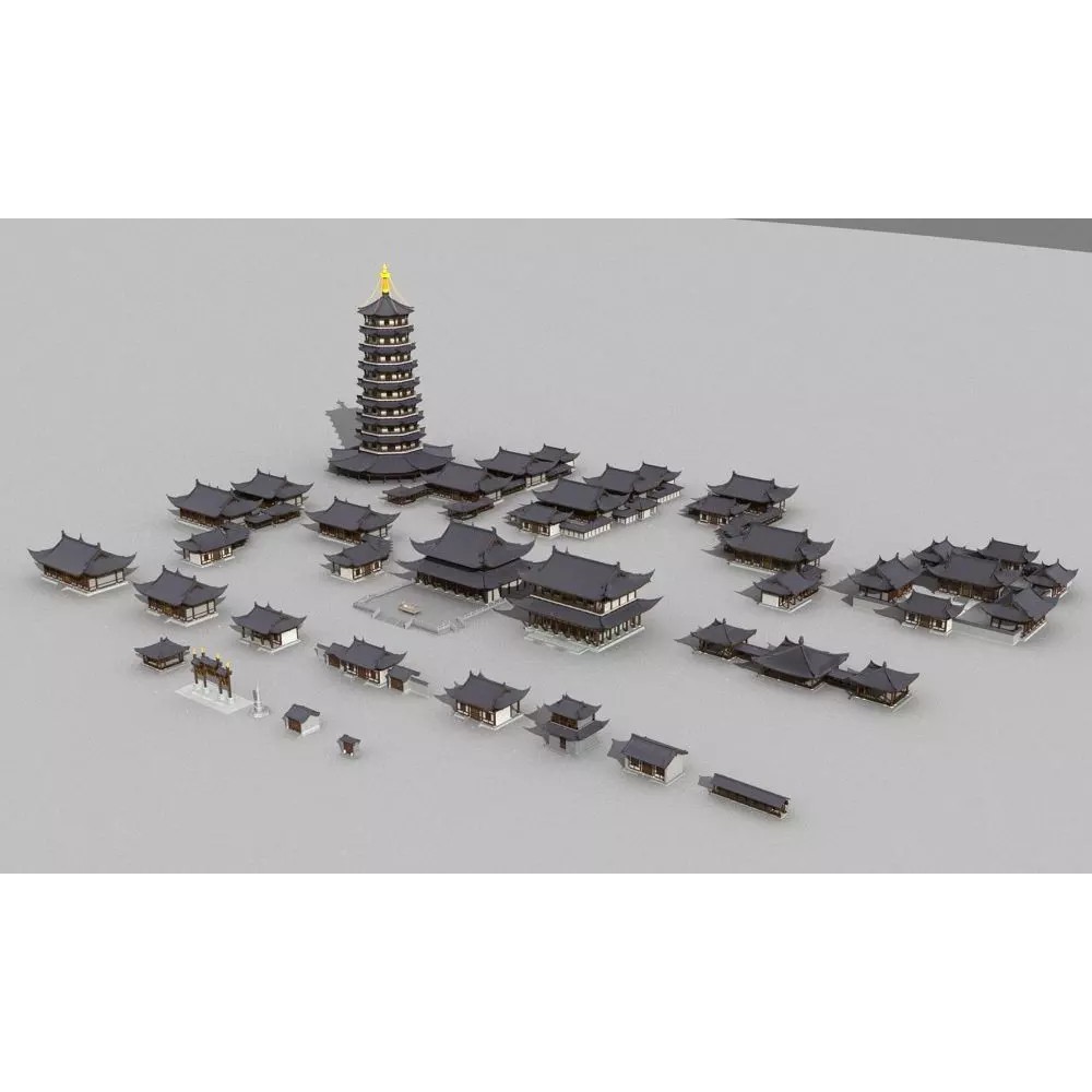 Ancient Chinese Architecture 3D Model – Traditional Building Asset, FBX - View 2