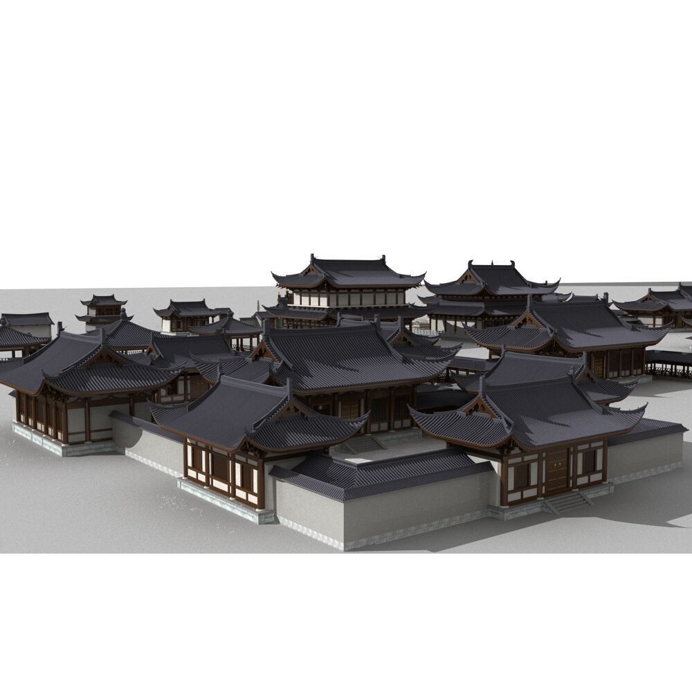 Ancient Chinese Architecture 3D Model – Traditional Building Asset, FBX - View 3