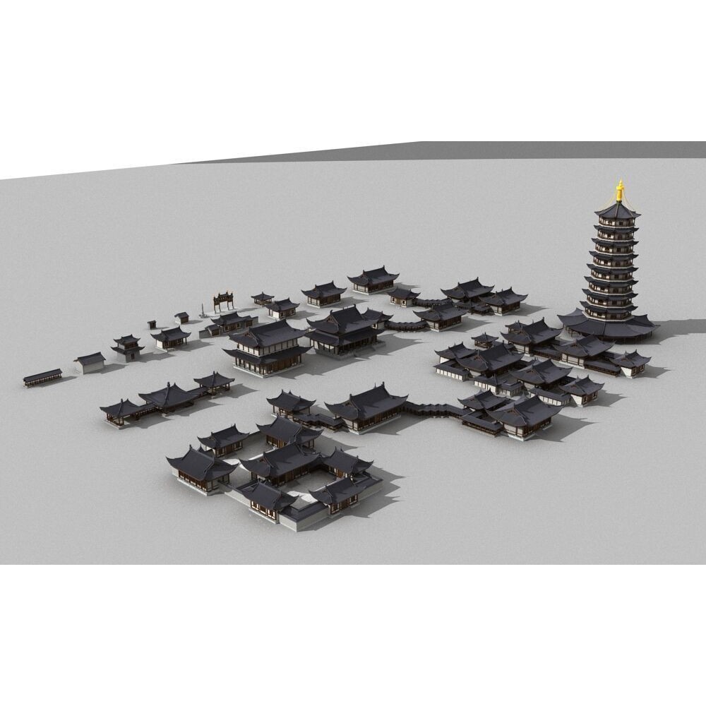 Ancient Chinese Architecture 3D Model – Traditional Building Asset, FBX - View 4