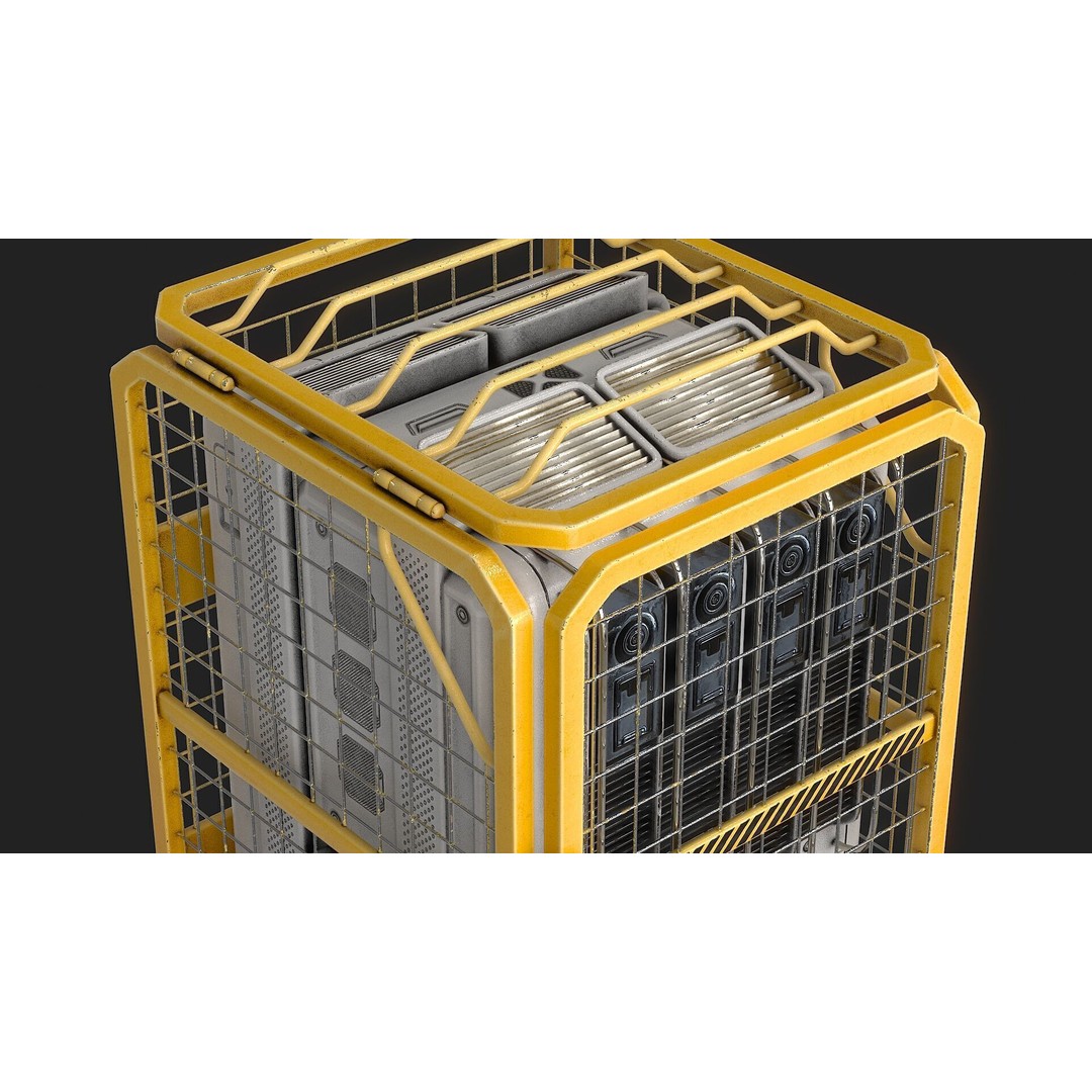 Sci-Fi Generator Battery 3D Model – Low Poly PBR Asset, FBX - View 10