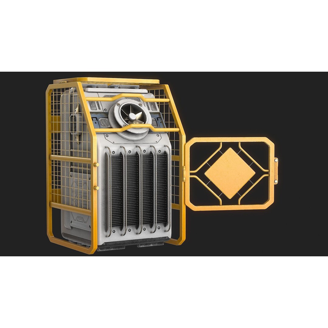 Sci-Fi Generator Battery 3D Model – Low Poly PBR Asset, FBX - View 9