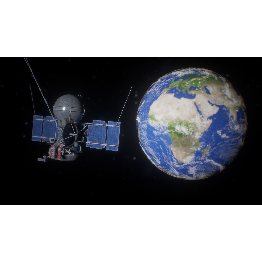 Satellite 3D Model – Low Poly PBR Asset for Space Projects - View 13