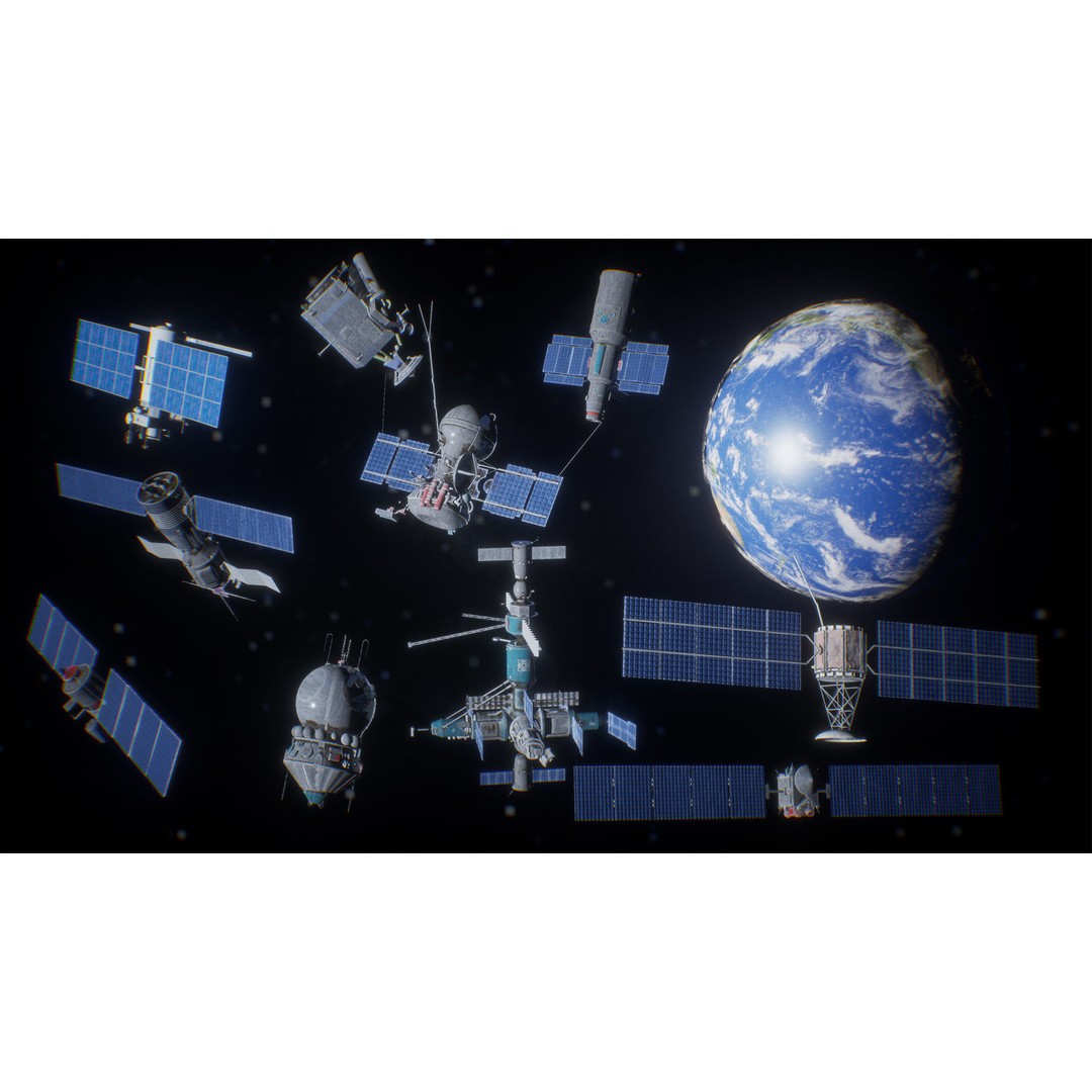 Satellite 3D Model – Low Poly PBR Asset for Space Projects - View 14