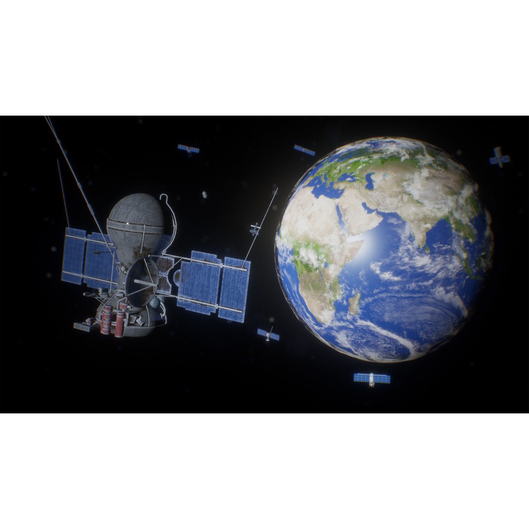 Satellite 3D Model – Low Poly PBR Asset for Space Projects - View 3